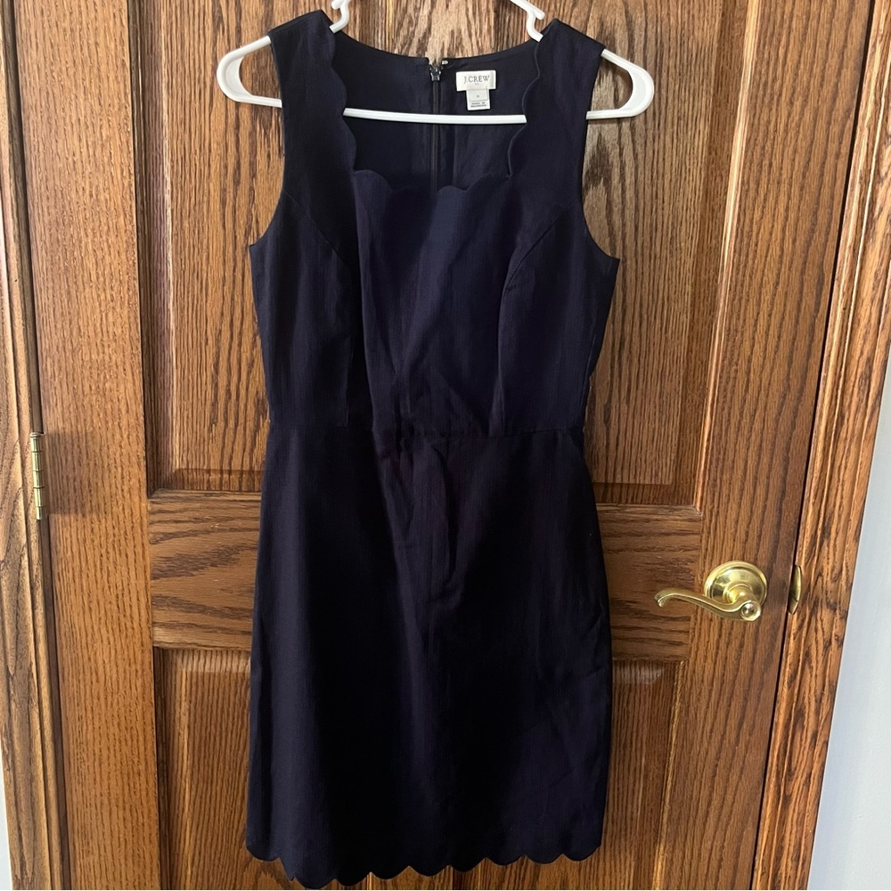 J. Crew Navy Scalloped Sleeveless Mini Dress